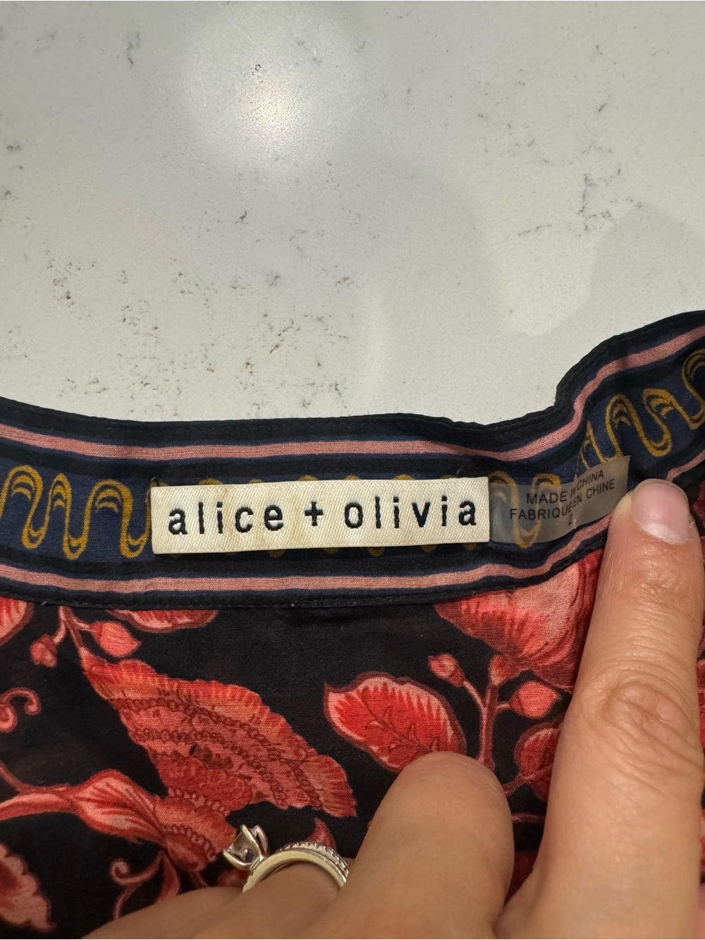 Alice + Olivia Sedona Floral Silk Blend Boho Mini Dress Tassel Tie Size 2 - Picture 3 of 11